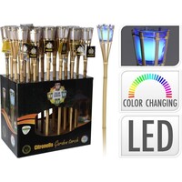 Citronella tuinfakkel van bamboe met LED-verlichting 76 cm