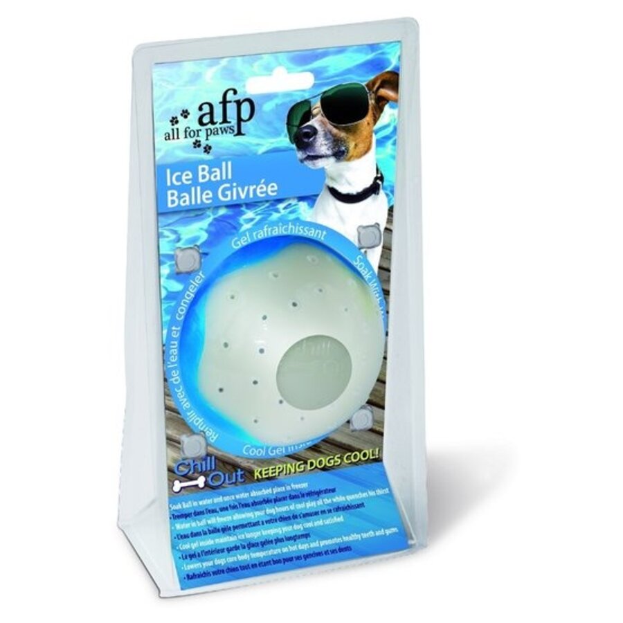 Verkoelende ijsbal voor honden Ø 9 cm blauw wit