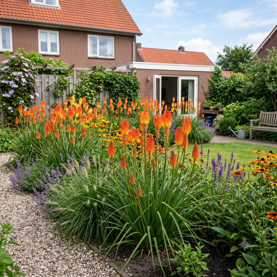 Kniphofia uvaria gemengde soorten en kleuren | Vuurpijl mix per stuk | 11 cm pot | ca. 10 tot 25 cm hoog