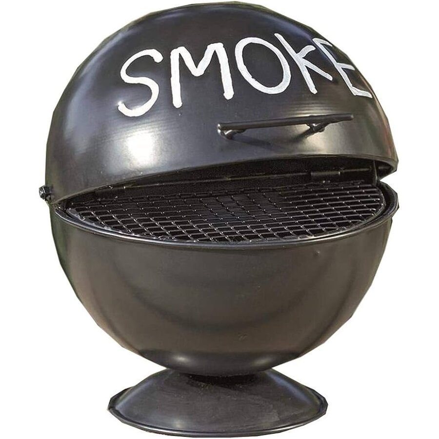 BBQ buitenasbak Smoke zwart Ø13 x H15 cm met deksel