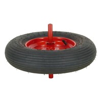 Fort kruiwagenwiel staal rood 2PLY met as 24 cm