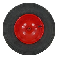 Fort kruiwagenwiel staal rood 2PLY met as 24 cm