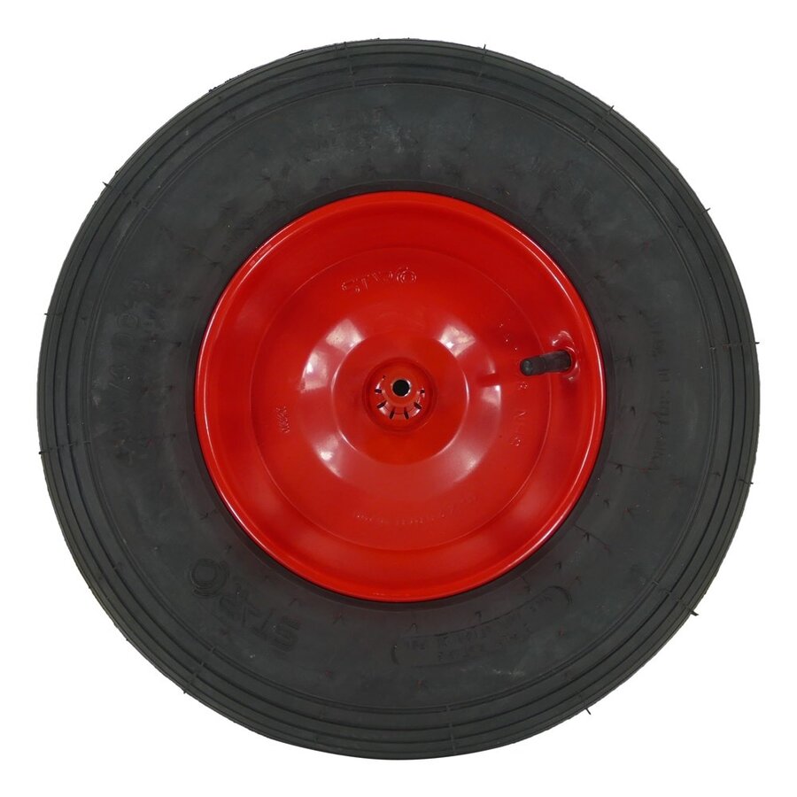 Fort kruiwagenwiel staal rood 2PLY met as 24 cm
