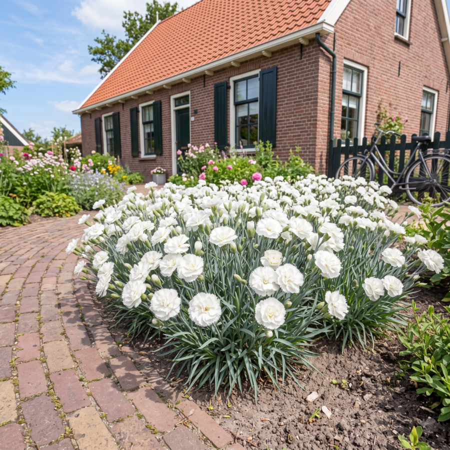Dianthus Dinah | Witte anjer | 15 cm hoog | In 9 cm pot | Rijkbloeiende tuinplant