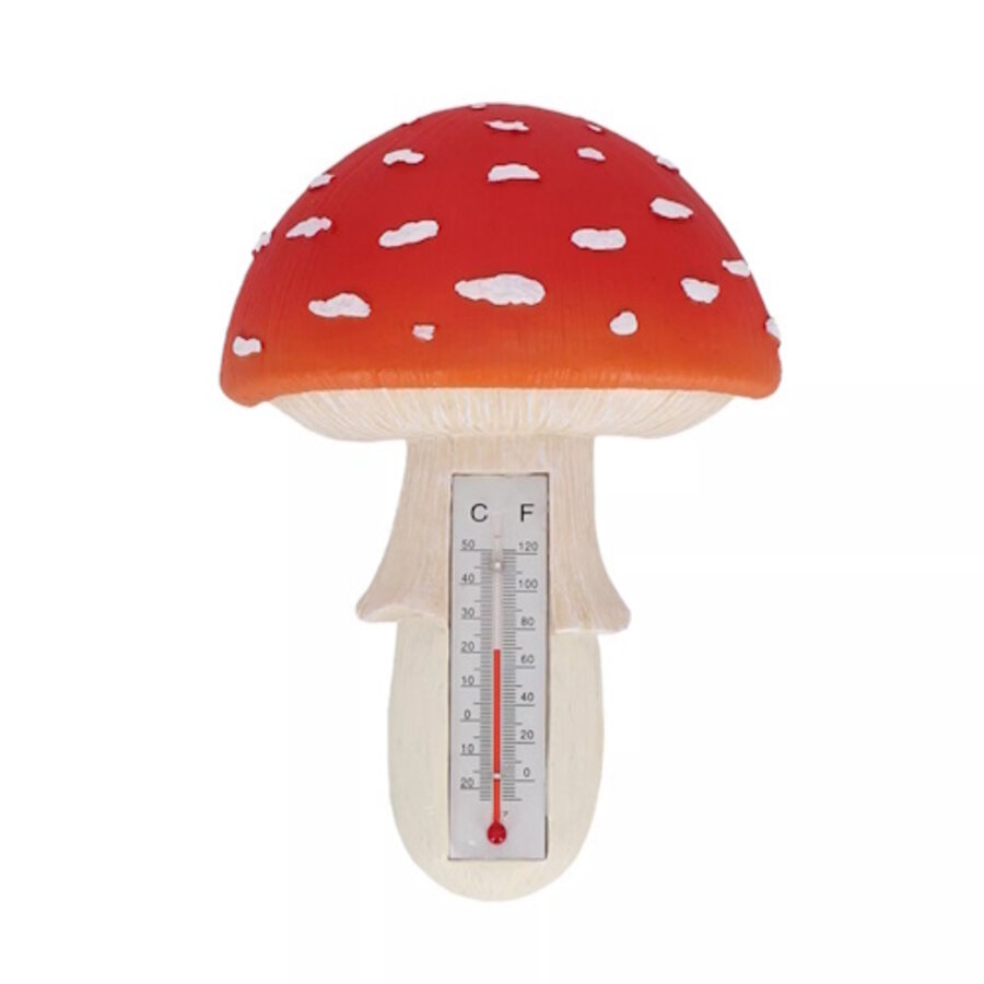 Thermometer vliegenzwam 11,8 x 4,7 x 16,7 cm | voor binnen en buiten