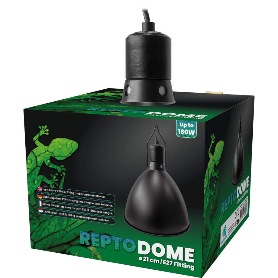 Repto Dome E27 Fitting 21CM Zwart terrarium lampenkap voor reptielen