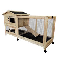 Duvo+Konijnenhok met wielen Hoppy pinus houtkleurig | 157x57x85 cm
