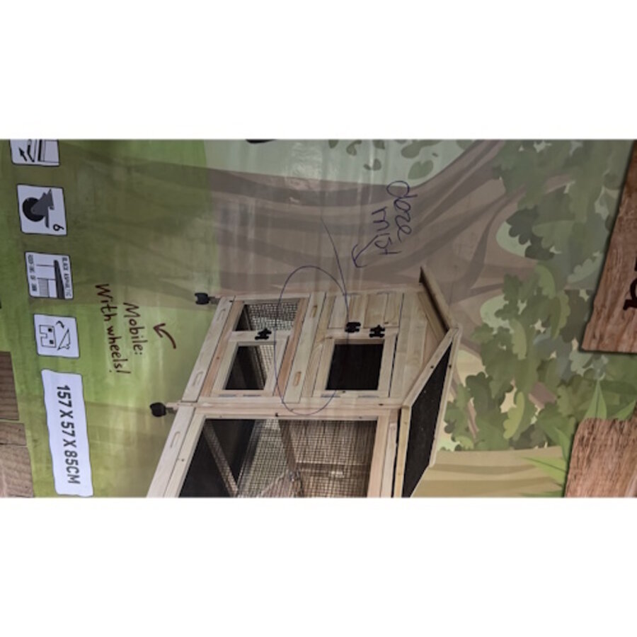 Duvo+Konijnenhok met wielen Hoppy pinus houtkleurig | 157x57x85 cm