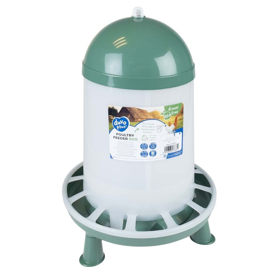 Duvo+ Voederbak met pootjes eco transparant groen | 7L of 10L | voersilo voor kippen