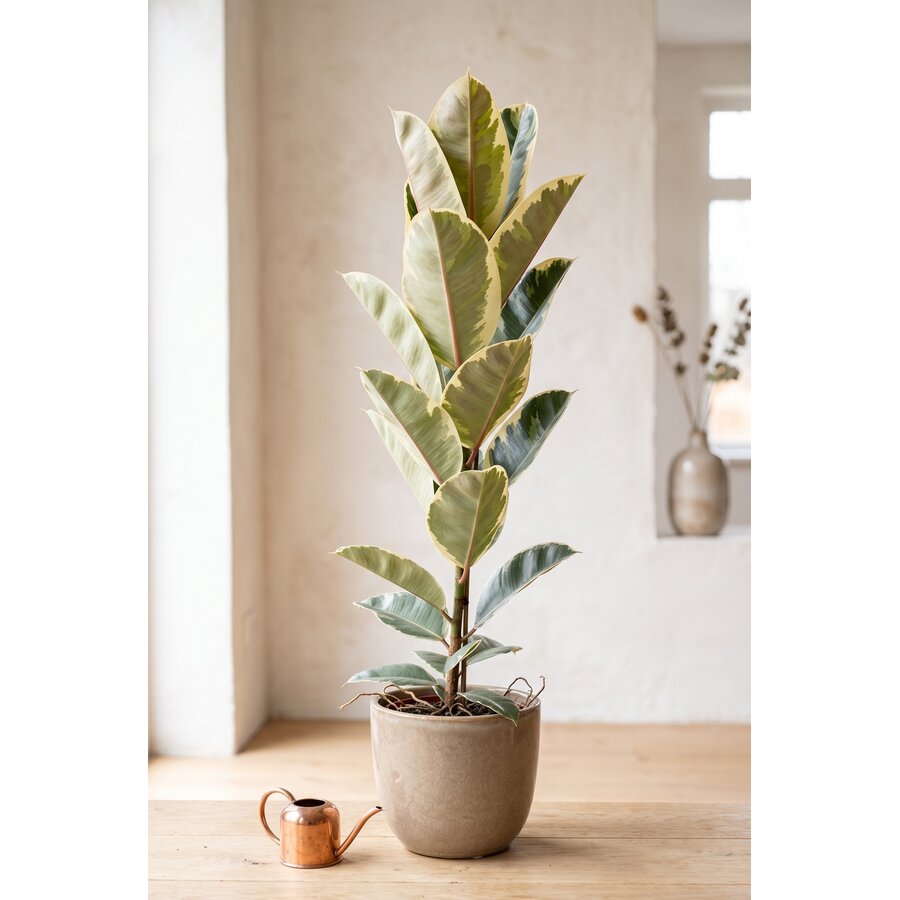 Ficus elastica 'Tineke' rubberplant | pot 21 cm | ca. 120 cm hoog