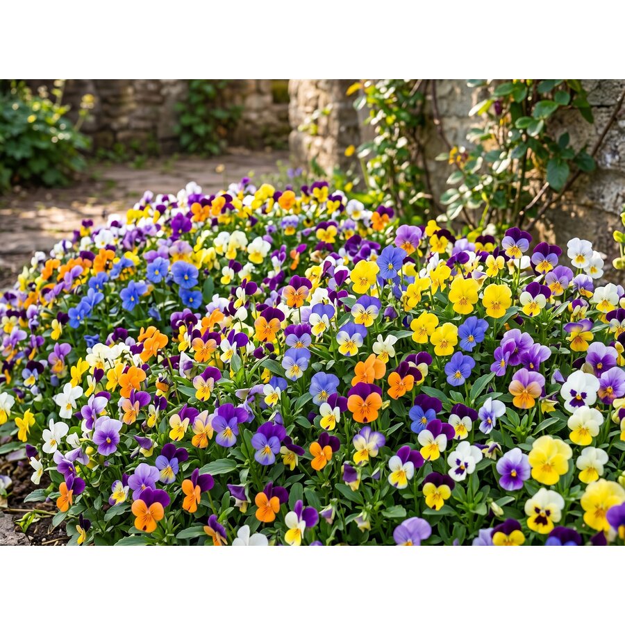 Viola (Cornuta Grp) mix | kleinbloemig viooltje in gemengde kleuren | 9 cm pot | ca. 12 cm hoog | verkoop per stuk