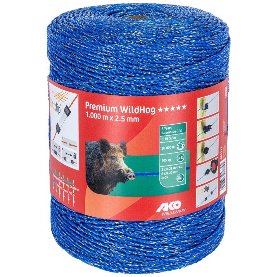 Premium WildHog schrikdraad blauw 2,5 mm x 1000 m | wildwering