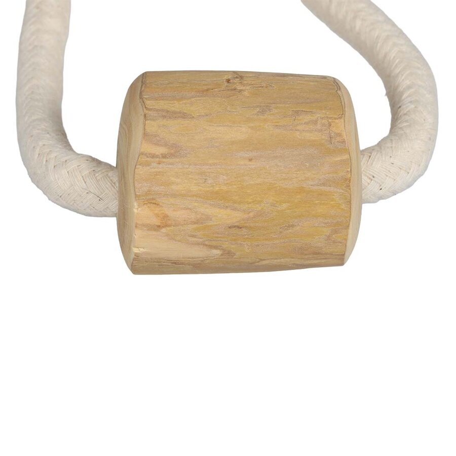 Trekspeeltje koffiehout met touwbal 30 x 4 x 4 cm
