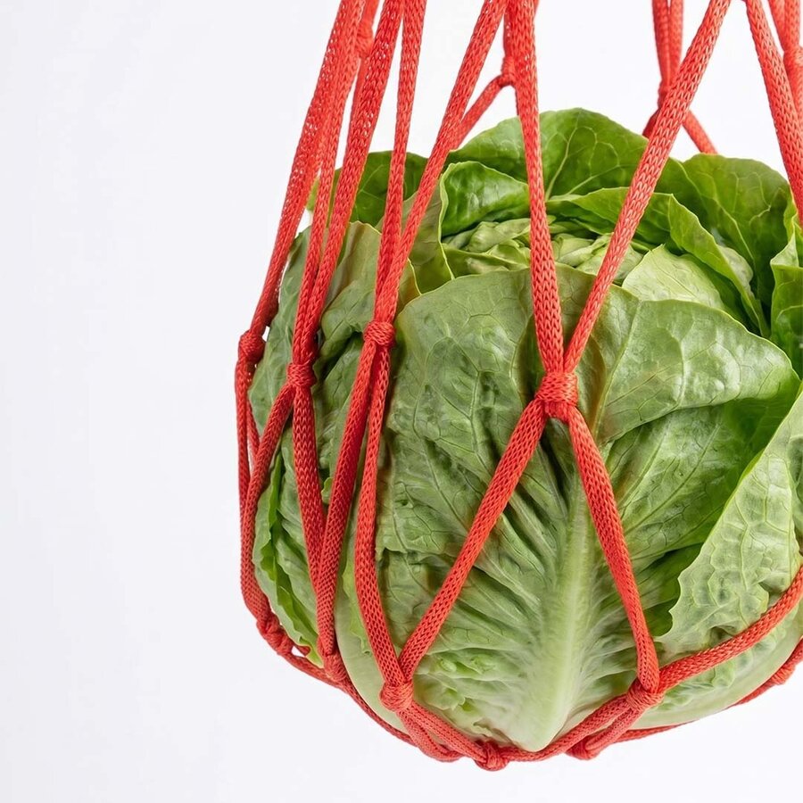 Voedernet voor kippen rood 50 x 18 cm | nylon snackhouder voor groenvoer