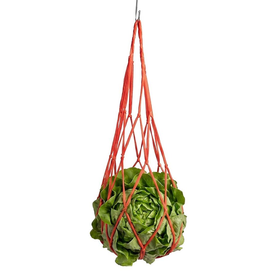 Voedernet voor kippen rood 50 x 18 cm | nylon snackhouder voor groenvoer