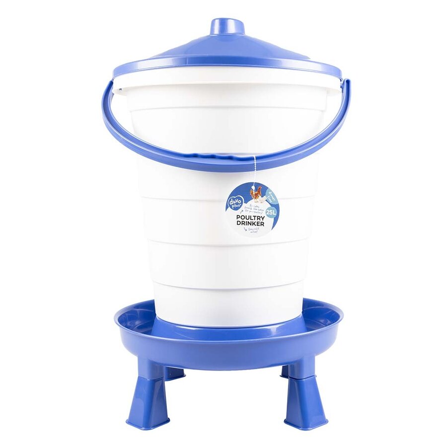 Drinkemmer met handvat en pootjes | 15 of 25 liter | blauw/wit