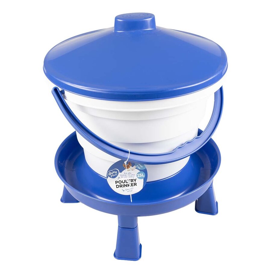 Drinkemmer met handvat en pootjes | 15 of 25 liter | blauw/wit