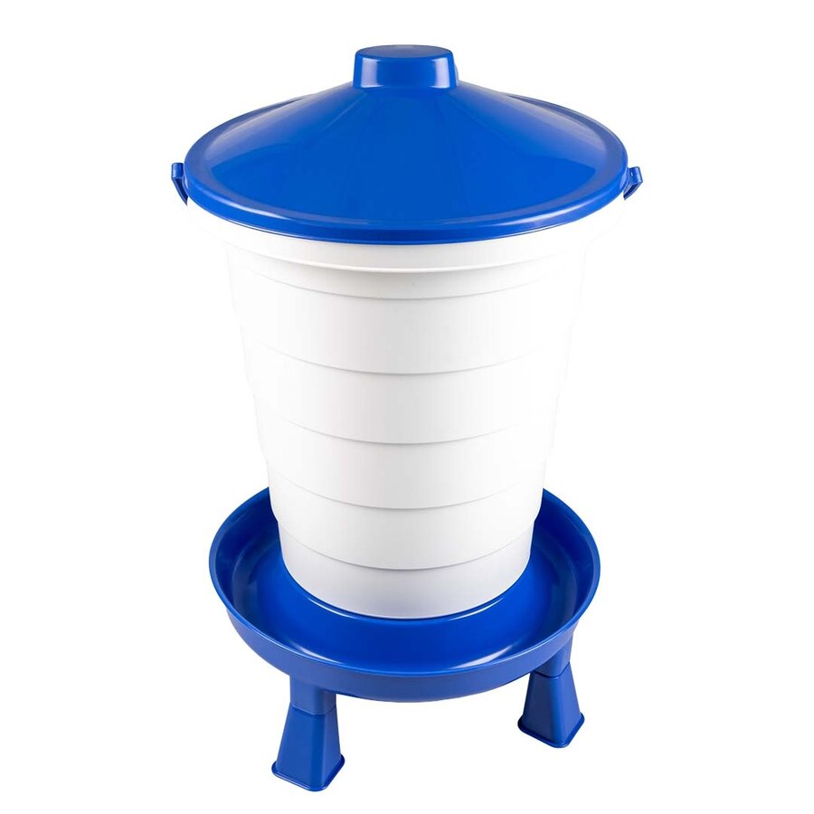 Drinkemmer met handvat en pootjes | 15 of 25 liter | blauw/wit