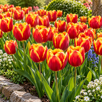 Tulipa Darwin rode met gele randen tulp | 7 bloembollen | Sterke voorjaarstulp voor tuin, border, pot en balkon