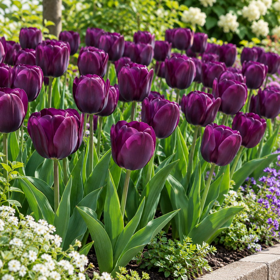 Tulipa Triumph donker paarse tulp bloembollen | 7 stuks | ca. 45 cm hoog | Voor tuin, balkon en terras