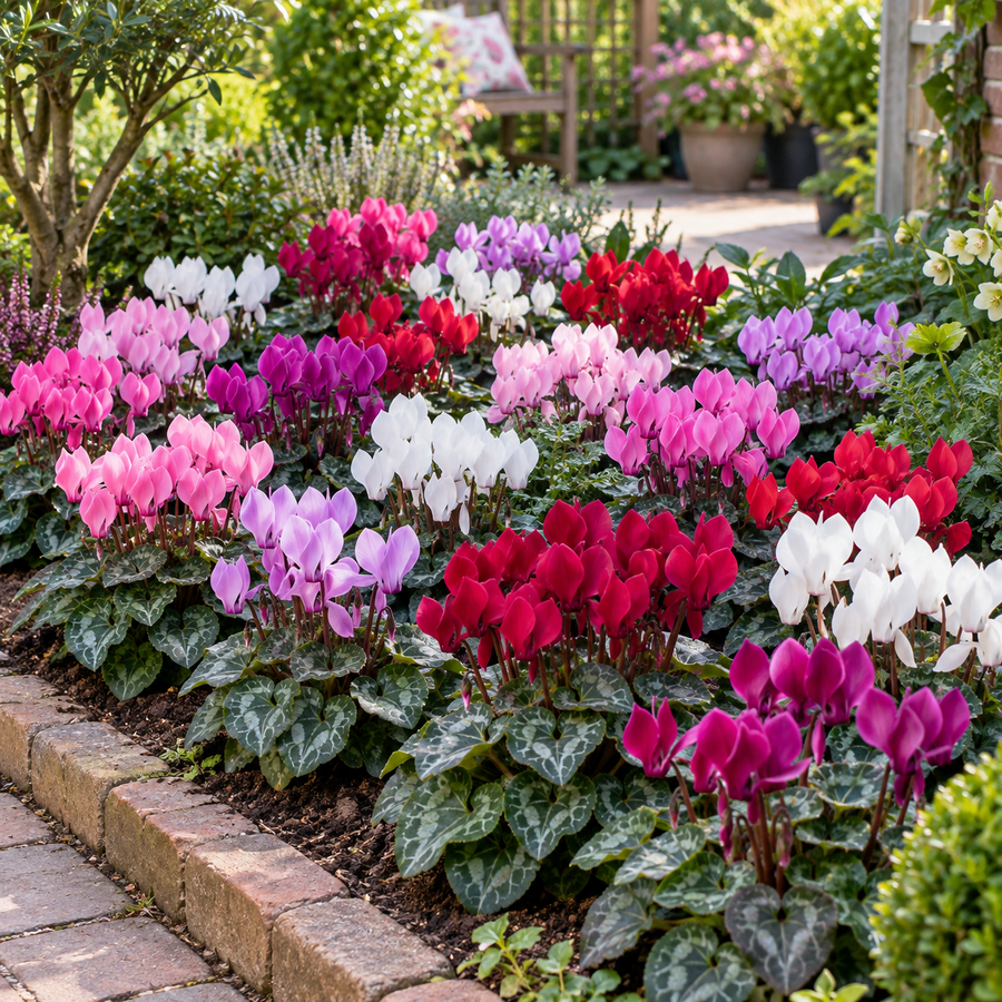 Cyclamen kleinbloemig Super Serie Carino gemengd | 10 cm pot | ca. 25 cm hoog | kleurrijke najaarsbloeier | per stuk