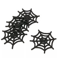 Onderzetters Webba spinnenweb 4-delig zwart 10 x 11 cm