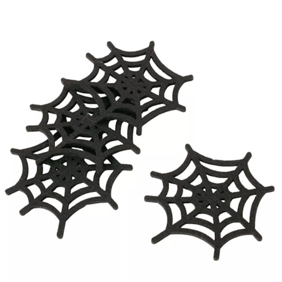 Onderzetters Webba spinnenweb 4-delig zwart 10 x 11 cm