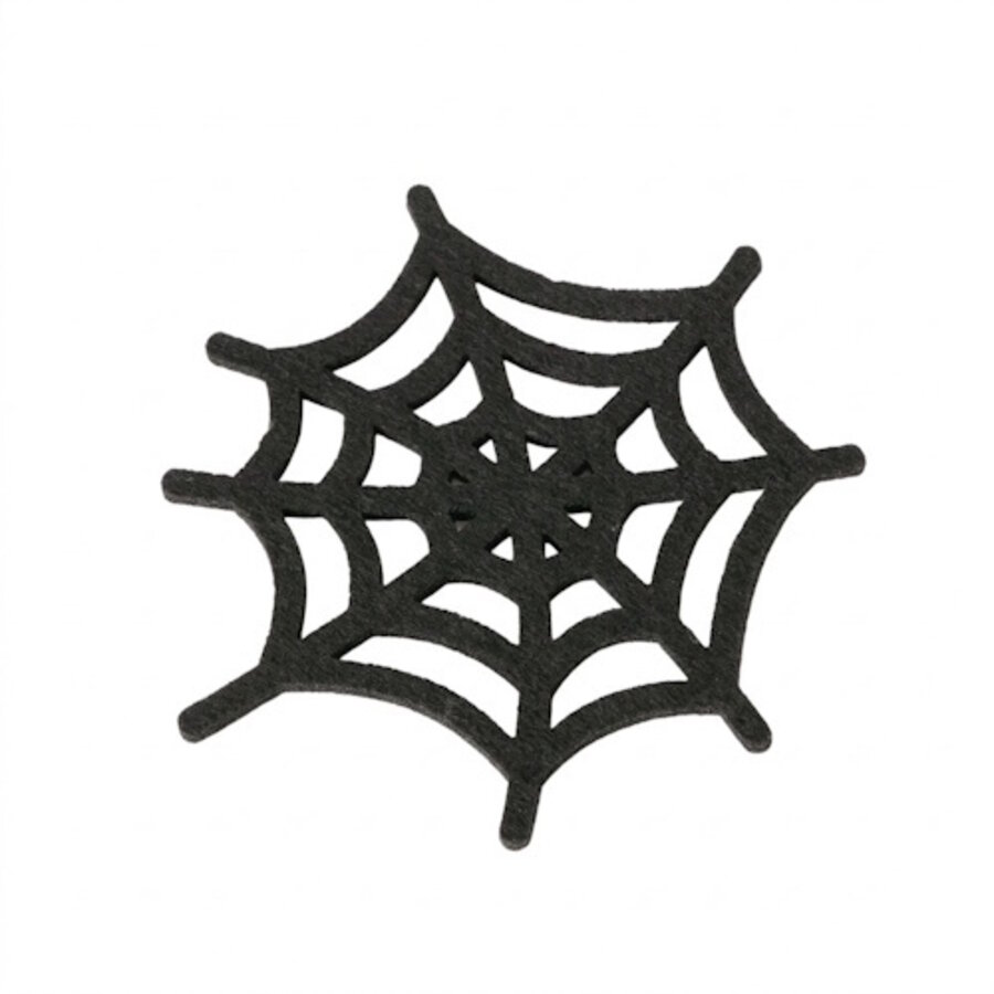 Onderzetters Webba spinnenweb 4-delig zwart 10 x 11 cm