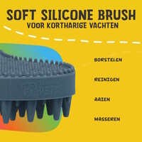 Zachte siliconen vachtborstel | kort of lang haar | 4-in-1