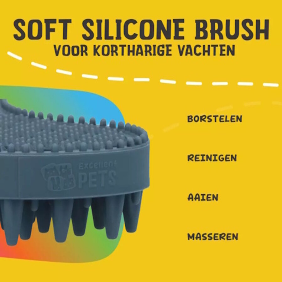 Zachte siliconen vachtborstel | kort of lang haar | 4-in-1