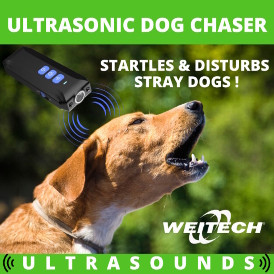 Ultrasone hondenverjager met flitslicht | bereik tot 12 meter