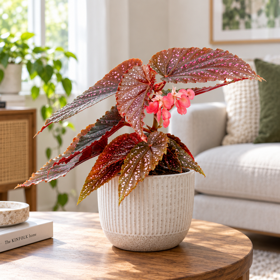 Begonia maculata Pink Spot | roze stippenbegonia | pot 6 cm | 15 cm hoog