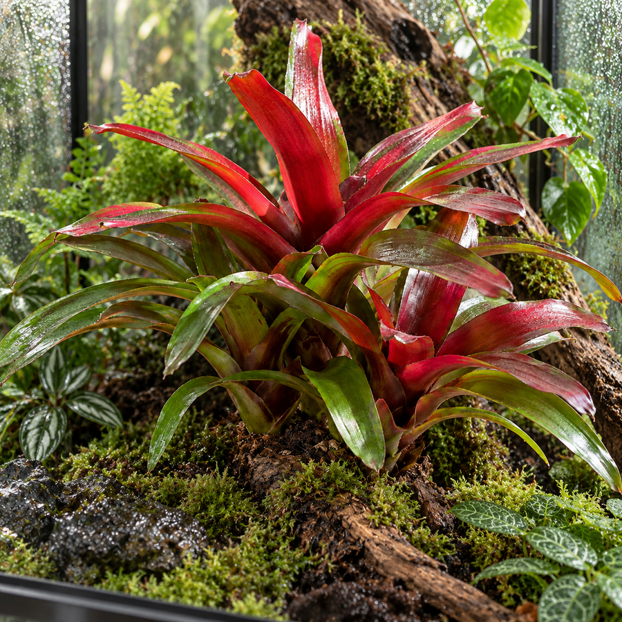 Neoregelia 'Fireball' bromelia | 15 cm pot | 45 cm hoog | 3 planten per pot