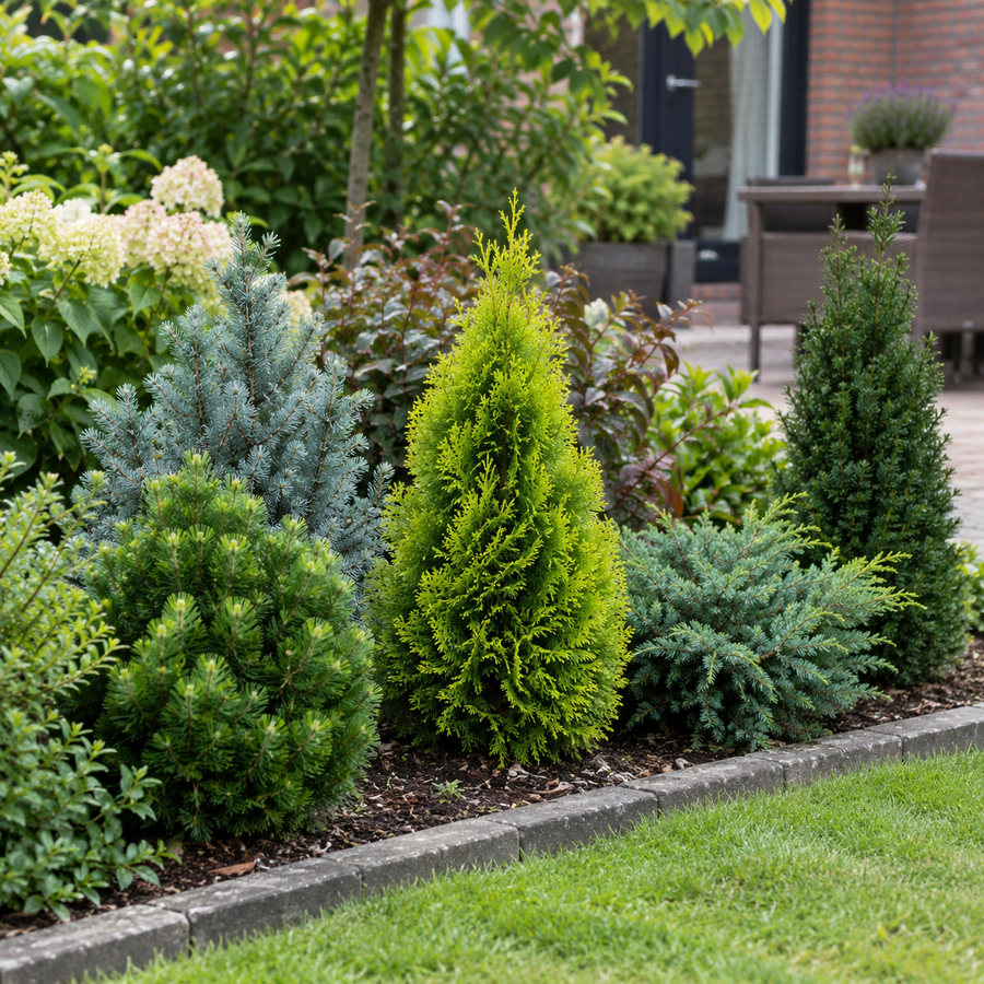 Coniferen gemengd | ca. 45 cm hoog | 13 cm pot | diverse soorten | verkoop per stuk