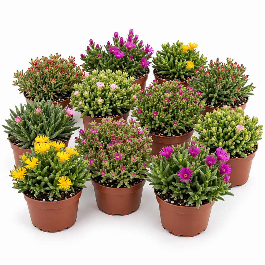 Delosperma cooperi gemengde kleuren | 9 cm pot | ca. 10 cm hoog | ijsbloem | verkoop per stuk