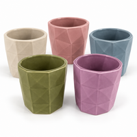 Keramische bloempot Diamond 9 x 9 cm | meerhoekige sierpot | assorti kleuren