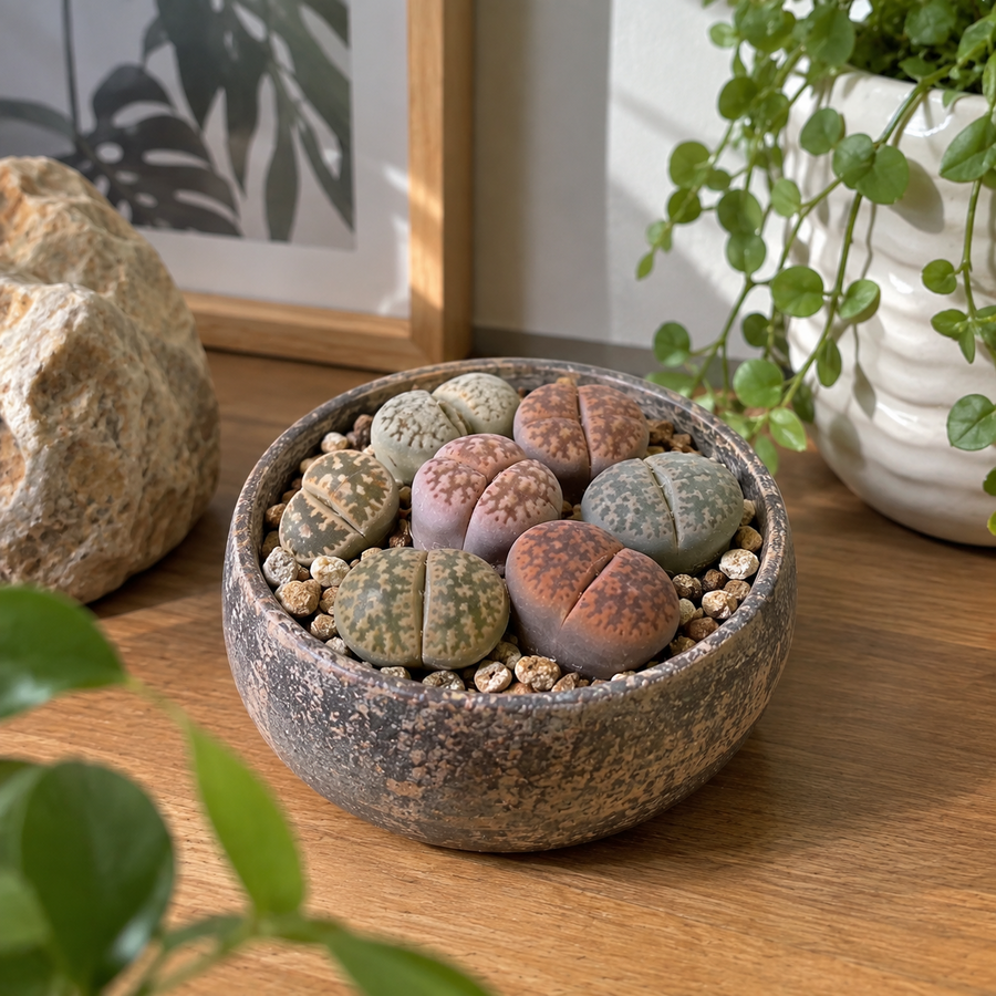 Lithops sp. Mixed | levende steentjes | 5,5 cm pot | 8 cm hoog | per stuk