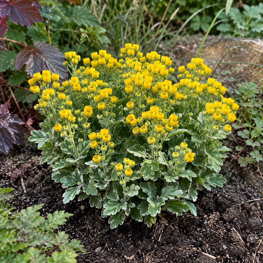 Ajania pacifica Pacific Yellow | 20 cm hoog | In 12 cm pot | Gele herfstbloeier voor tuin en terras