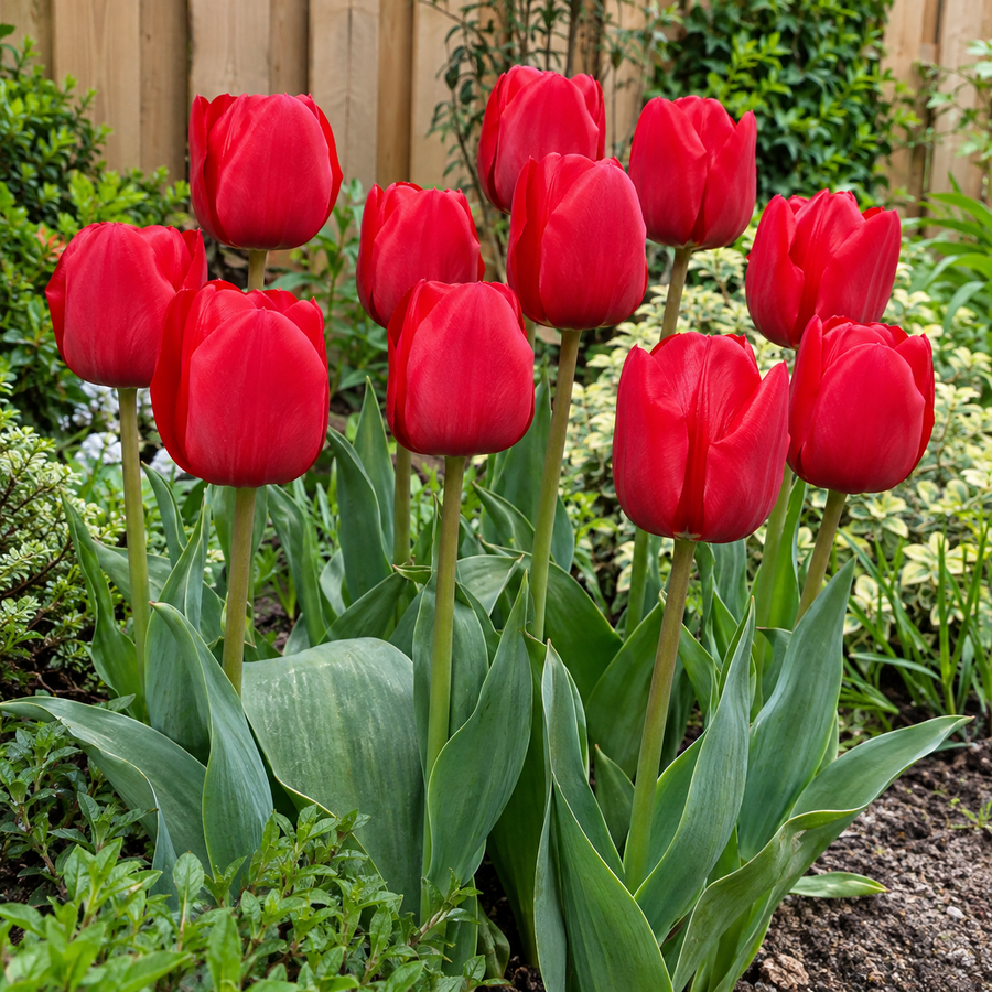 Tulipa Ile De France | 10 bloembollen | Dieprode triumph tulp | Ca. 50 cm hoog