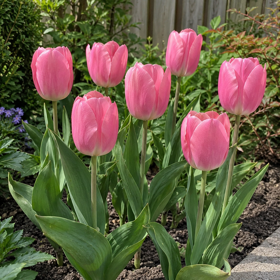 Tulipa Carola bloembollen | 7 stuks | roze Triumph tulp | bloembol in rust | maximaal 45 cm hoog