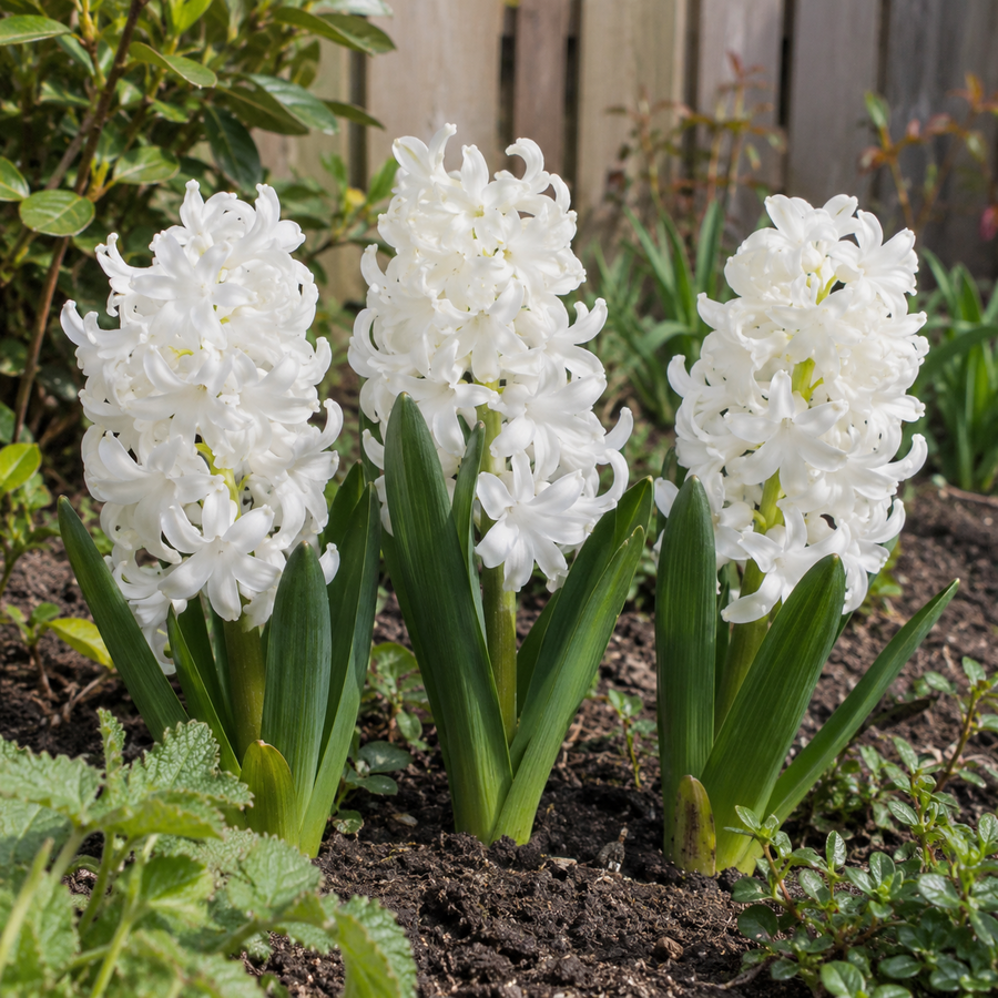Hyacinthus wit | witte hyacint | 3 bloembollen | 20 tot 30 cm hoog | geurige voorjaarsbloeier