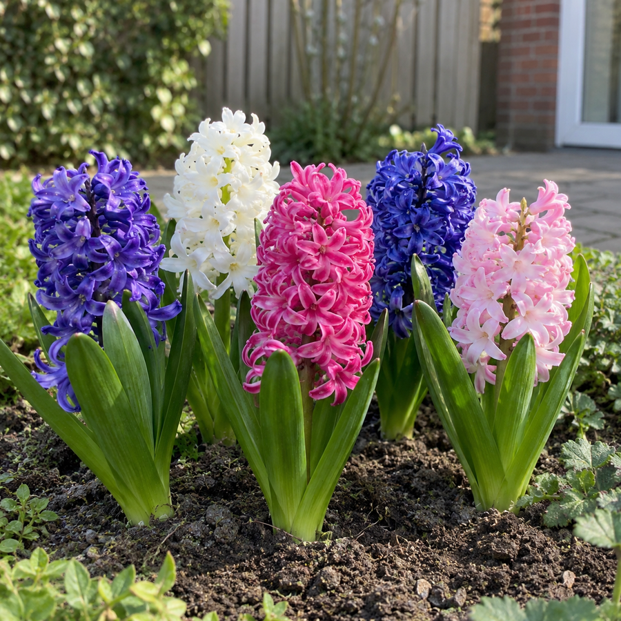 Hyacinthus orientalis mix | hyacint bloembollen | 3 stuks | ca. 20 tot 30 cm | geurige voorjaarsbloeier