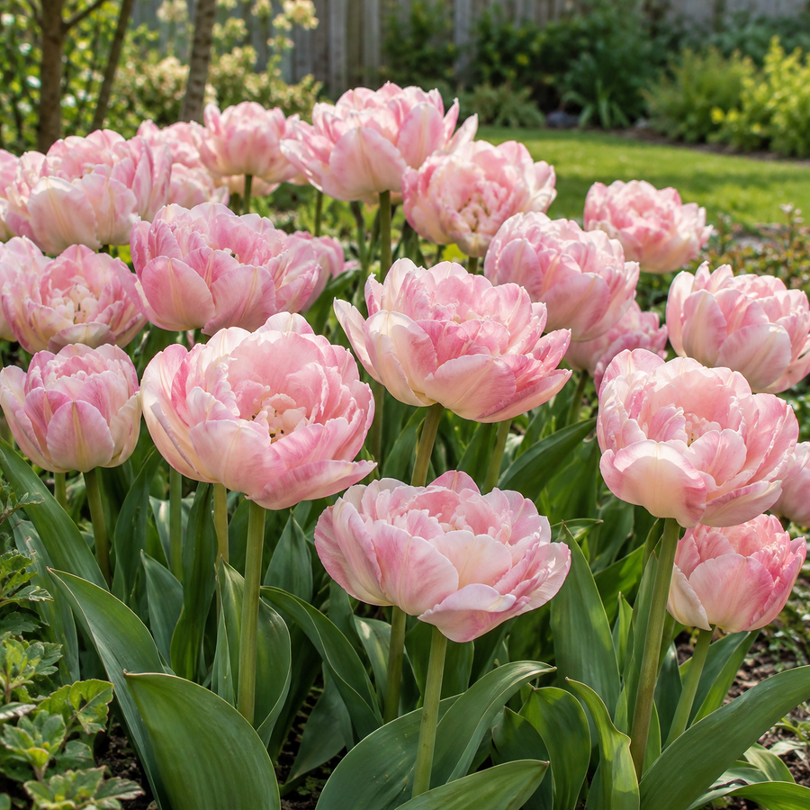 Tulipa Angelique | wit roze dubbele late tulp | zak 100 bloembollen | voor tuin, border, balkon en terras