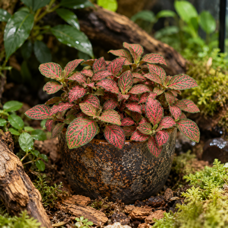 Fittonia verschaffeltii 'Red Star' terrariumplant | 8,5 cm pot | 12 cm hoog bij levering