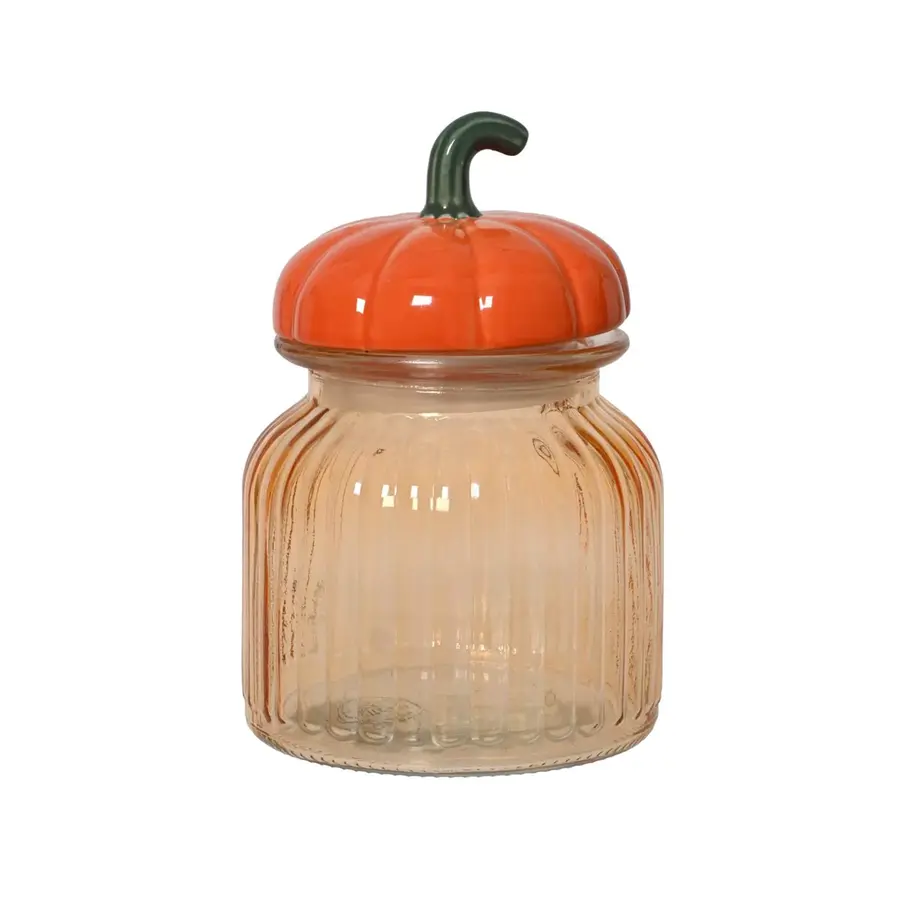 Voorraadpot pompoen glas oranje | 650 ml | Ø 11 x 16,5 cm