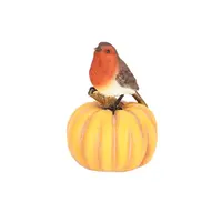 Roodborst op pompoen tuinbeeld 11,7 x 12 x 16,2 cm polyresin