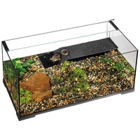 Turtle Haven waterschildpad terrarium 70 liter | 90 x 45 x 37 cm | Inclusief filter, zonneplatform en 150W verwarming | Zwart
