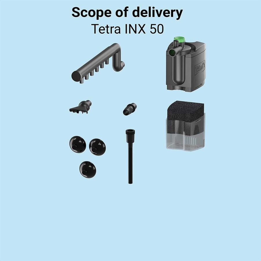 Aquarium binnenfilter INX 50 zwart | 10-50 liter | 4W | 265 l/u | Regelbare stroming en beluchting