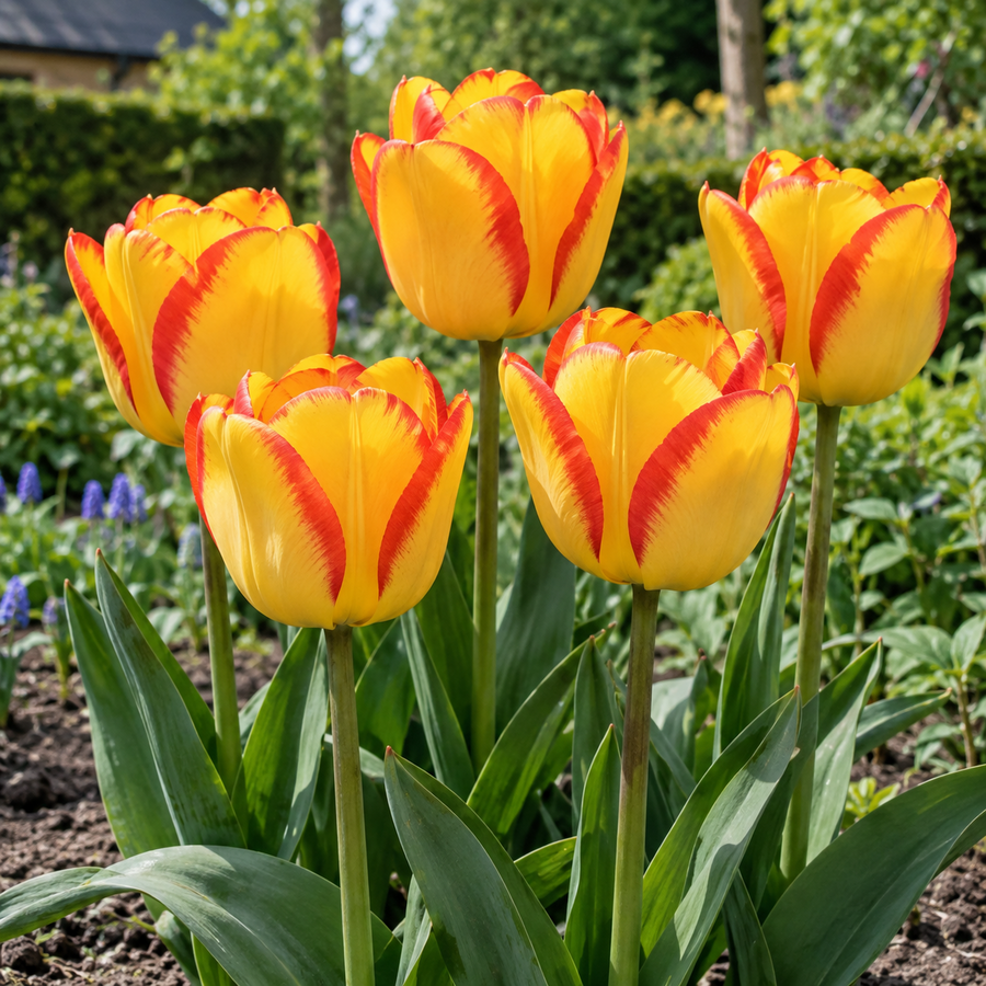 Tulipa Darwin Hybrid | Gele tulp met rode randen | 7 bloembollen per verpakking | Bloeihoogte tot 50 cm | Voor tuin, balkon en terras