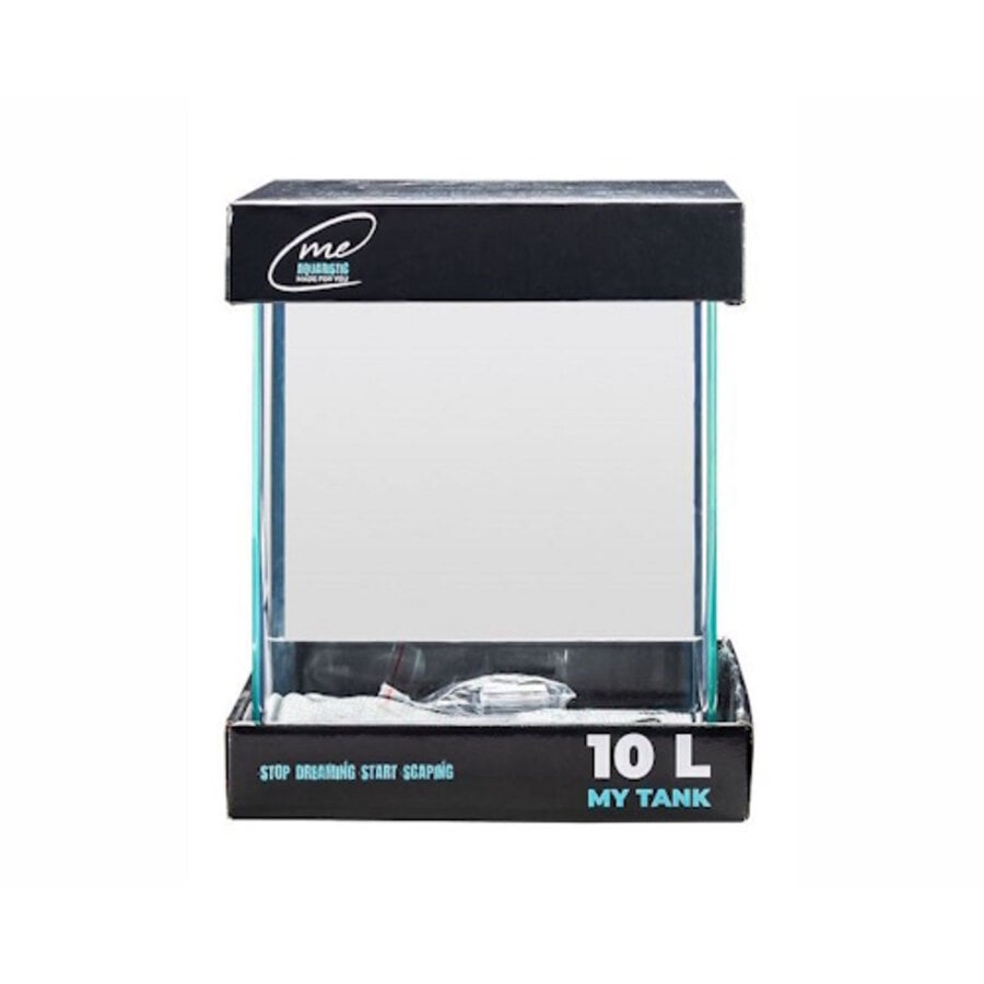 Nano aquarium 10 liter | 20 x 20 x 25 cm | Gebogen glas met afdekplaat en veiligheidsmat